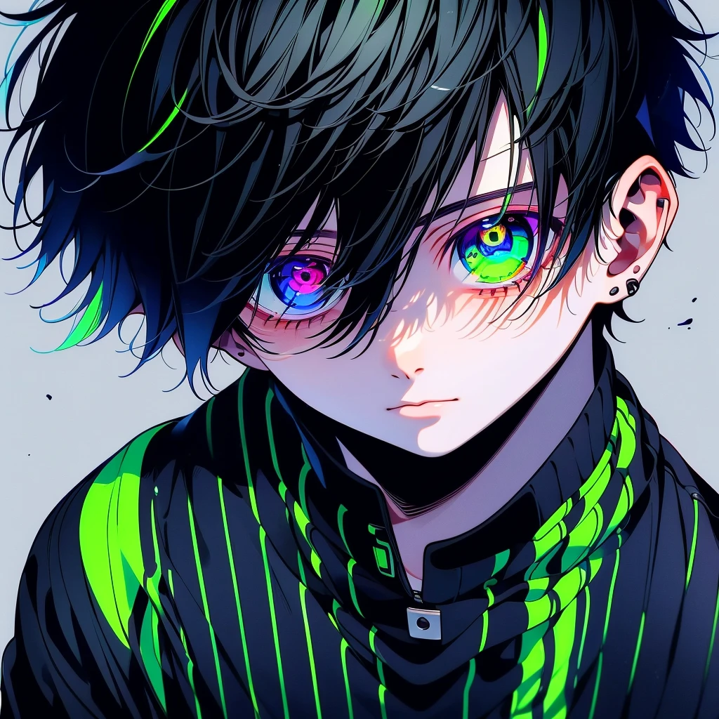 (1boy,masculino,Short hair,(alone)),soccer uniform , heterochromia , one eye green , one eye purple