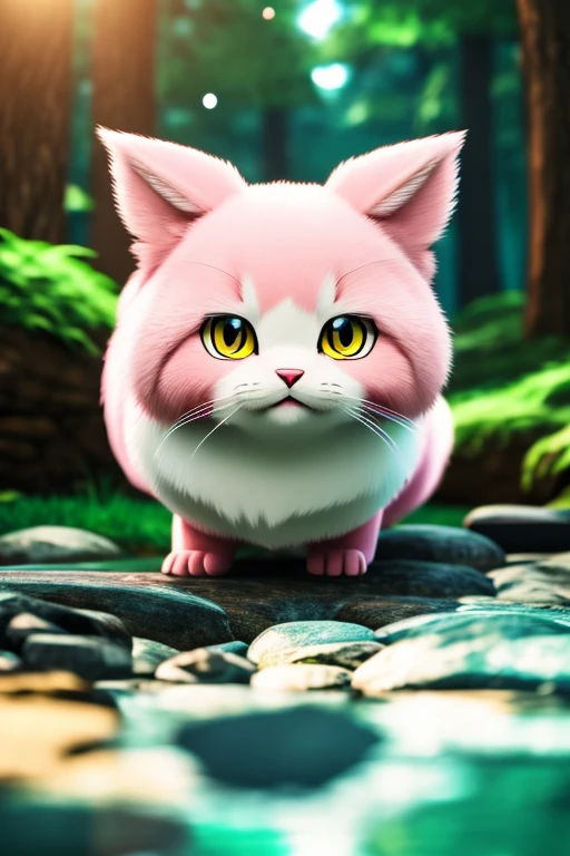Pokemon Cute Little Ultra Realistic Anime Simonk, pink Chibi,without background、 adorable and fluffy, Logo Design, comic strip, cinematic lighting effect, A charming, 3D vector art, Cute and quirky, Fantasyart, bokeh dof, handdraw, digitial painting, Soft lighting, Isometric style, 4K resolution, photo realistic render, Highly detailed clean, Vector image, A photorealistic masterpiece,