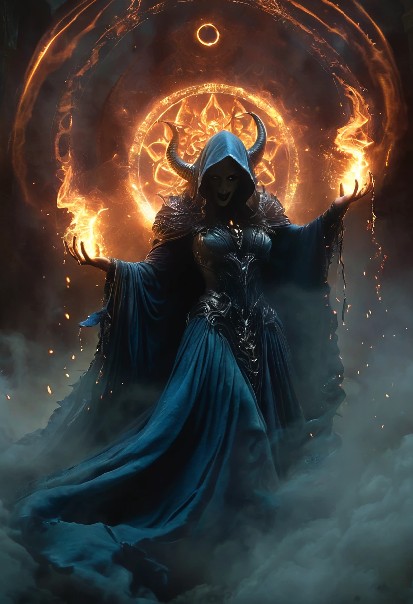 (best qualityer,4K,high resolution,work of art:1.2),(ultra detali,realisitic,photorealisitic:1.37),(blue light:1.1,magic circle:1.2,hovering,Ablaze), (gigant ass,flourishing,Demonic figure:1.1), (mysterious appearance,grim presence), (sunlit,translucent), (best qualityer,4K,8K,high resolution,work of art:1.2),ultra detali,(realisitic,photorealisitic,photo-realisitic:1.37), (tenebrosa,grimdark), (surreal,Fantastic), (concentrated,threatening), (grim,foreboding), (grim,haunting), (Vibrant,Ablaze), (Mystic,unearthly), (magma-like aura,jagged edges), (Intimidating presence:1.1), (Ablaze eyes,burning look), (sharp fangs,demonic horns), (grim atmosphere,mysterious silence), (Ethereal energy,crackling sparks), (suspended in air), (malevolent power), (powerful aura,radiating energy), (intricate inscriptions,ancient symbols), (grim intentions,tenebrosa forces at play), (unleashing chaos and destruction), (enveloped in tenebrosaness,shrouded in mystery), (magical transformation,infernal enchantment), (grim ritual,conjuring evil spirits), (terrifying manifestation,evil force), (chilling presence,evil personified), (freed from another kingdom), (fenômeno unearthly,profane entity), (tense reality,tearing the fabric of existence), (grim event,apocalyptic omen), (concentrated colors,sharp contrast), (grim lighting,haunting shadows), (grim surroundings,tenebrosa ambiance)。