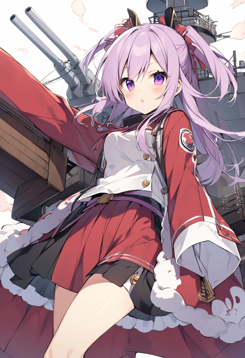 Keito。Purple Eyes。female。Purple Hair。Battleship Yamato