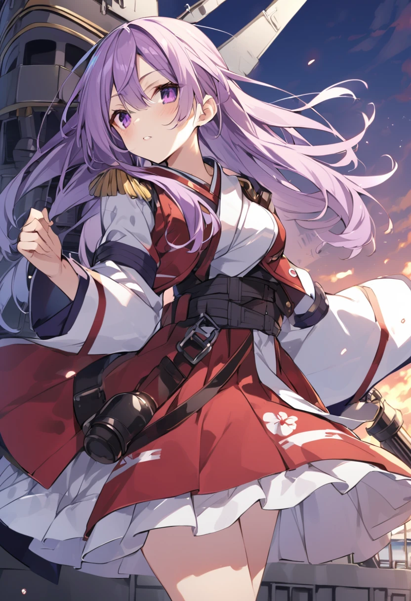 Keito。Purple Eyes。female。Purple Hair。Battleship Yamato