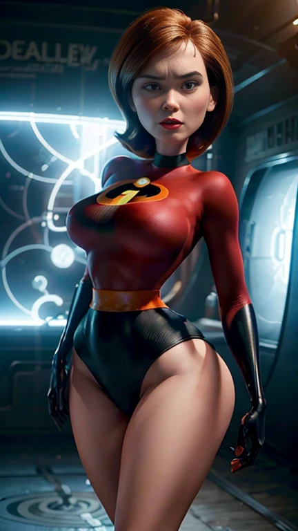 Helen from the incredibles cute beautiful , (((Skinny))), ((((ultra detailed)))), (((photorealistic))), 8k, front view, Big breast