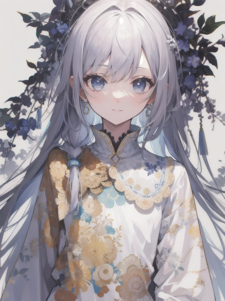 Detailed Background, That&#39;s excellent, One girl, Long hair Bright purple hair, Curly Hair, cute, eyelash, Sitting, White Dress, Pink ribbon at waist, Pink Flat, White knee socks, Beautiful 8K wallpapers, Outdoor, nature, wood, Bush, flower, Rustic, Very detailed, Complex, gloves, round glasses, Flat Chest, smile