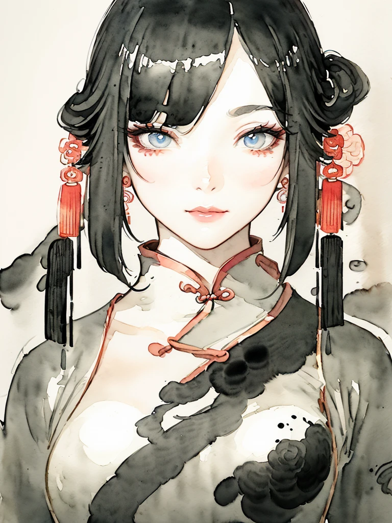 (((((((Chinese ink painting，watercolor paiting，ancient chinese costume,)))))))，((1lady,korean girl,lean face，独奏,))(Masterpiece,Best quality, offcial art, Beautiful and aesthetic:1.2),((Ultra-high resolution,Golden ratio,)) (16K),((from below，detailed background,Landscape paintings)),(Physically-based rendering),Amazing,Sharp focus, (((highdetailskin,))),Intricately detailed clothing,Lying silkworm eyebrows，Delicate pupils，Danfeng eyes,((((detailed hair,middle hair|Shaggy cut|Long bold side bangs|Sleek pixie cut|Voluminous updo|Undercut)))),slender,(masterpiece sidelighting),(The sheen),(beautiful hair,beautiful eyes,）[[Delicate fingers and hands:0.55]::0.85],(Detail fingers),(((Superior quality,)))),((unbelievable Ridiculous,)),((extremely_Detailed_eyes_and_face)),Movie girl,(Dynamic configuration: 1.2),Brilliant,Glossy