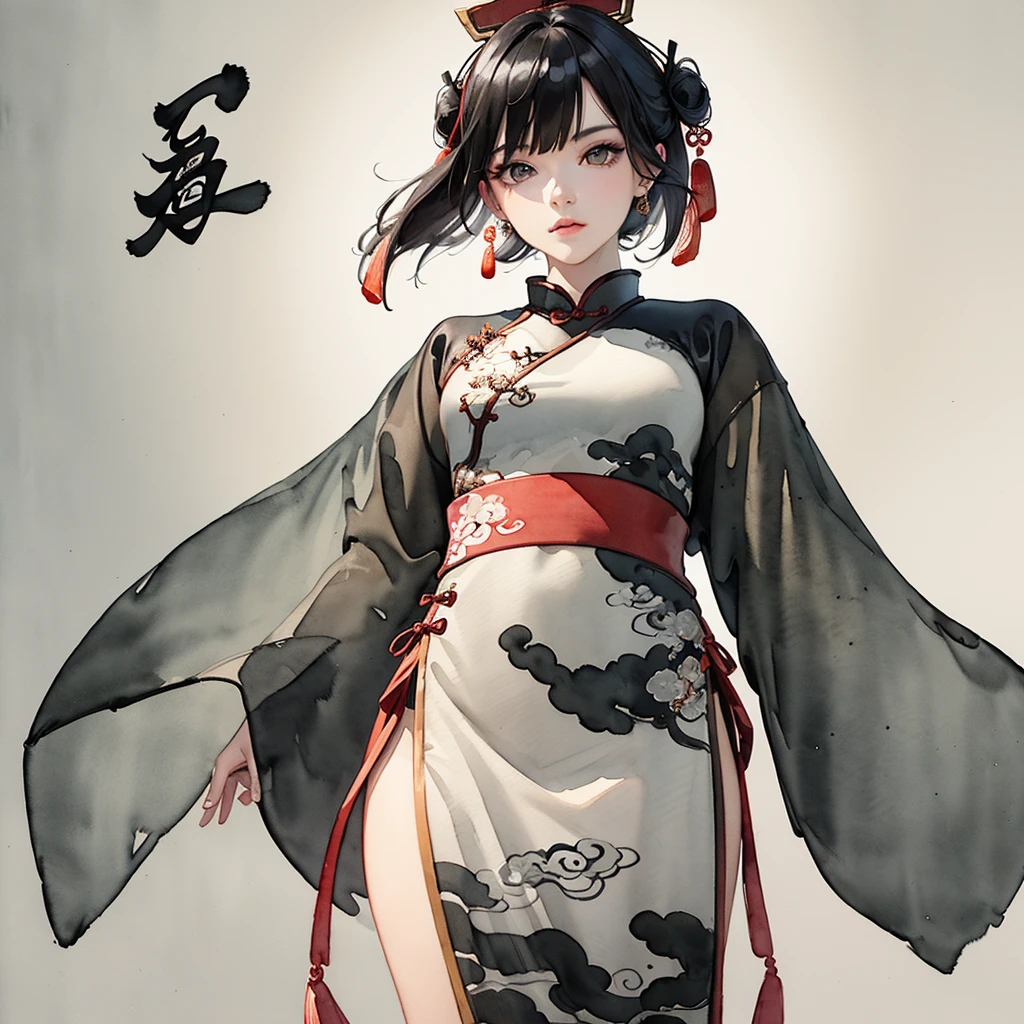 (((((((Chinese ink painting，watercolor paiting，ancient chinese costume,)))))))，((1lady,korean girl,lean face，独奏,))(Masterpiece,Best quality, offcial art, Beautiful and aesthetic:1.2),((Ultra-high resolution,Golden ratio,)) (16K),((from below，detailed background,Landscape paintings)),(Physically-based rendering),Amazing,Sharp focus, (((highdetailskin,))),Intricately detailed clothing,Lying silkworm eyebrows，Delicate pupils，Danfeng eyes,((((detailed hair,middle hair|Shaggy cut|Long bold side bangs|Sleek pixie cut|Voluminous updo|Undercut)))),slender,(masterpiece sidelighting),(The sheen),(beautiful hair,beautiful eyes,）[[Delicate fingers and hands:0.55]::0.85],(Detail fingers),(((Superior quality,)))),((unbelievable Ridiculous,)),((extremely_Detailed_eyes_and_face)),Movie girl,(Dynamic configuration: 1.2),Brilliant,Glossy