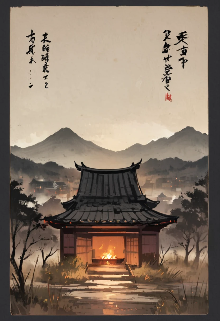 Haunted House、exterior、background、Large building、landscape、Pitch black、Late Night、Japanese style、countryside、Quiet、old、Shoji screen