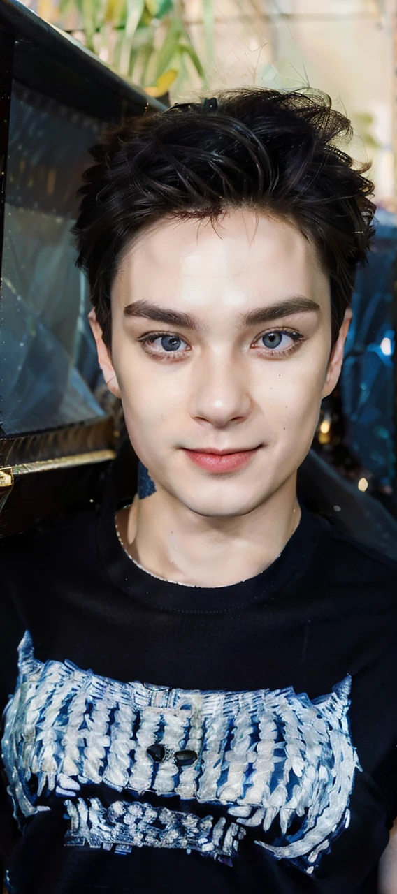masculine male, masterpiece, ((perfect eyes)) best quality, (semirealism:1.9), beautiful lighting, (extremely detailed CG unity 4k fhd wallpaper), High Detail, Sharp focus, dramatic outdoors, 1 boy ,19 years old, white hair, light purpel eyes, smile.