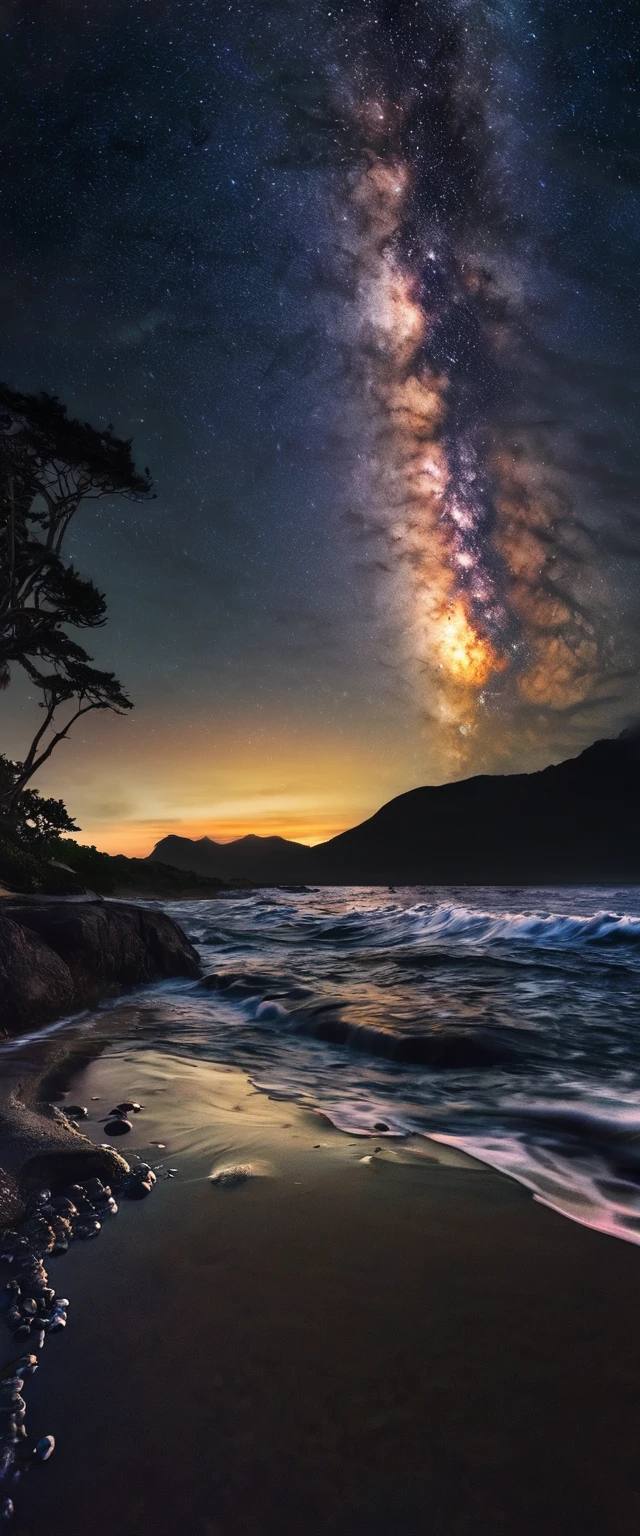 water, Ocean, Dark Sky, sunset, Milky Way