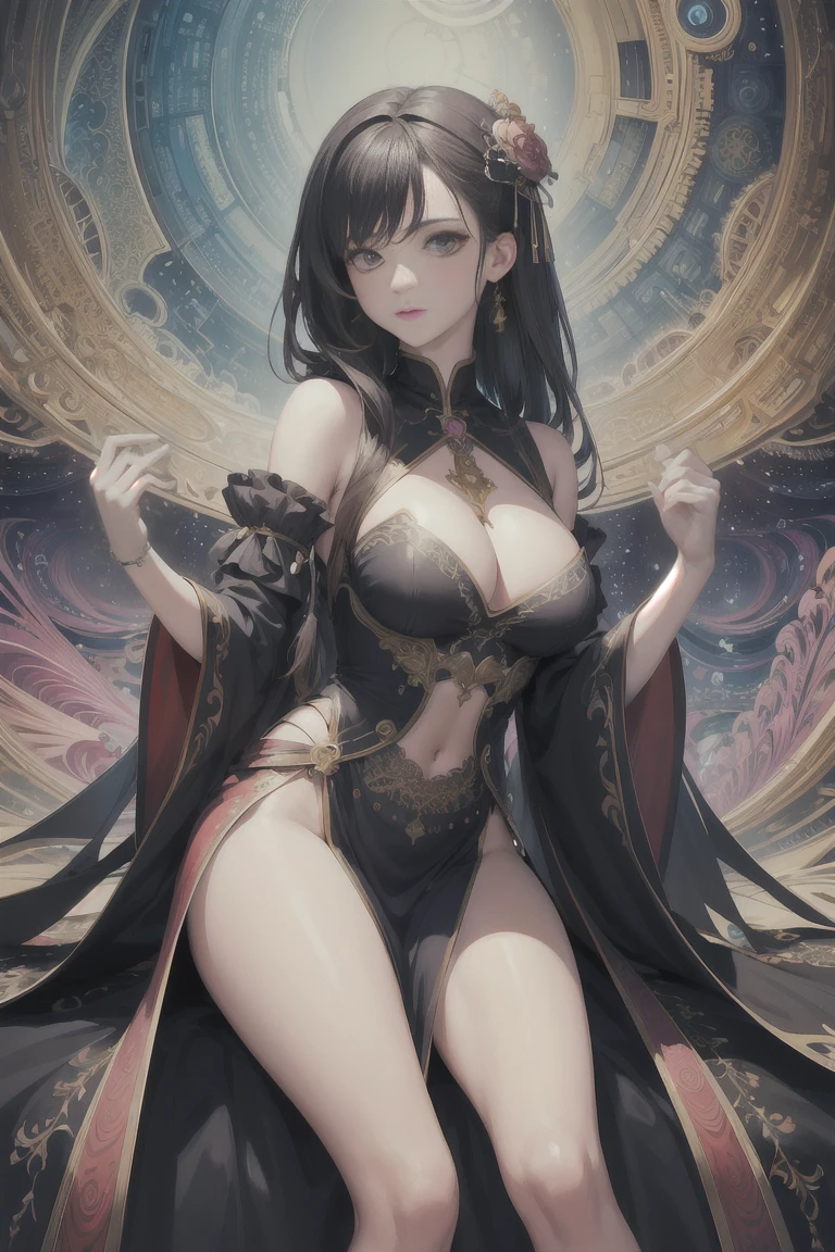 (masterpiece, Top quality, best quality, Official Art, beautiful and aesthetic:1.2), (1 Girl:1.3), (Fractal Art:1.3),