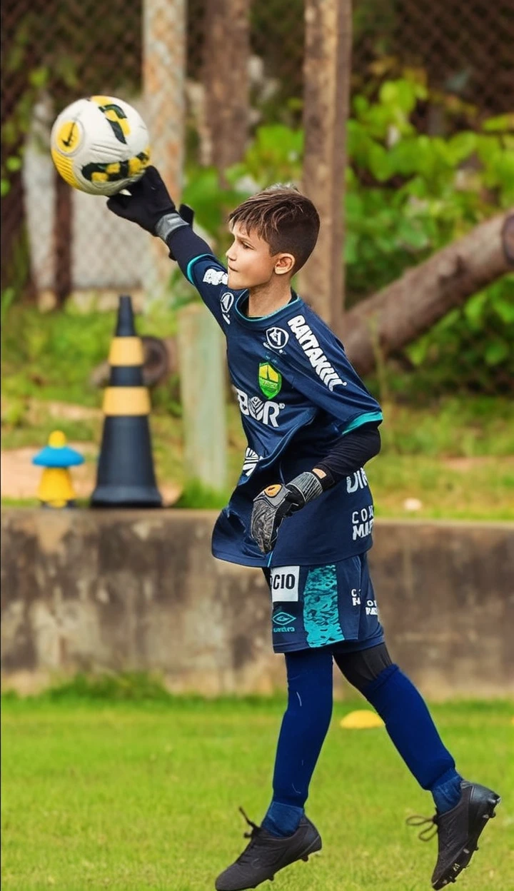 create a Disney pixar goalkeeper character holding a ball