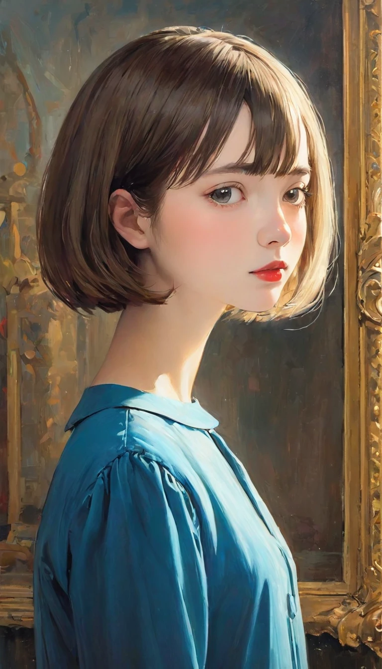 masterpiece, best quality, 1. Miss, 14 years old, pretty girl,((short hair)), Surrealism