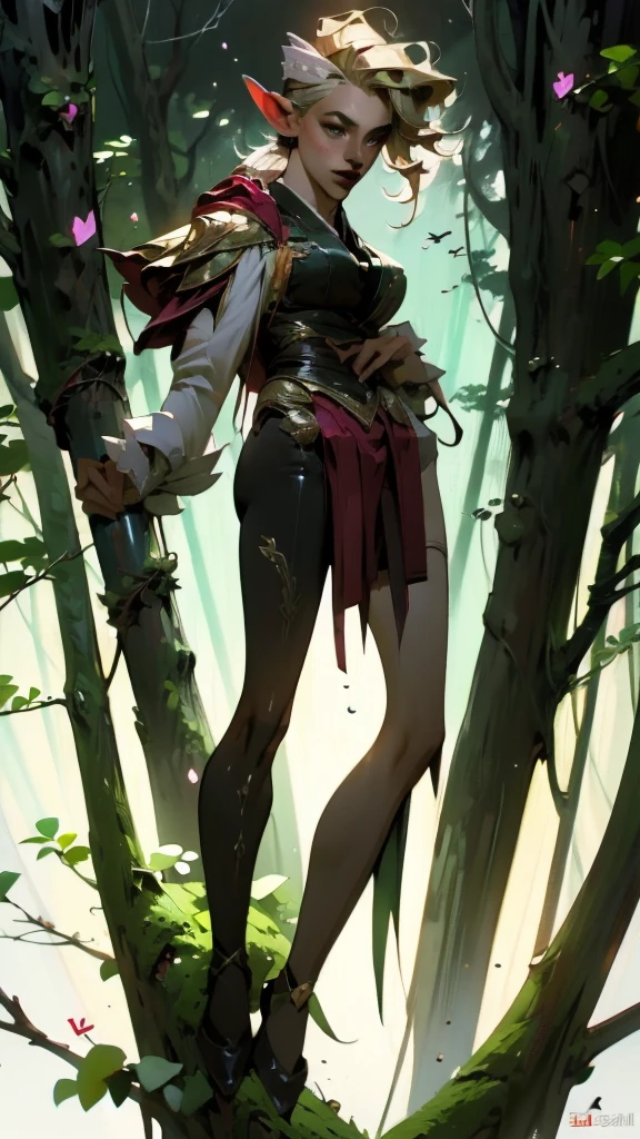 Masterpiece, best quality, complicated details, Beautiful blonde elf woman, (Mint Eyes), Celestine, perfect anatomy, perfect face:1.1), ((big breasts!!!!!!)),(gigantic bust!!!!), white one piece set, Sharp focus, ((alone:1.4), (full body shot), look at viewer, ultra high definition, (1 girl:1.4), Very detailed illustrations, smooth, So pixel perfect, Detailed background, งานศิลปะโดย Wlop และ Ross Tran, forest, charming,Venus