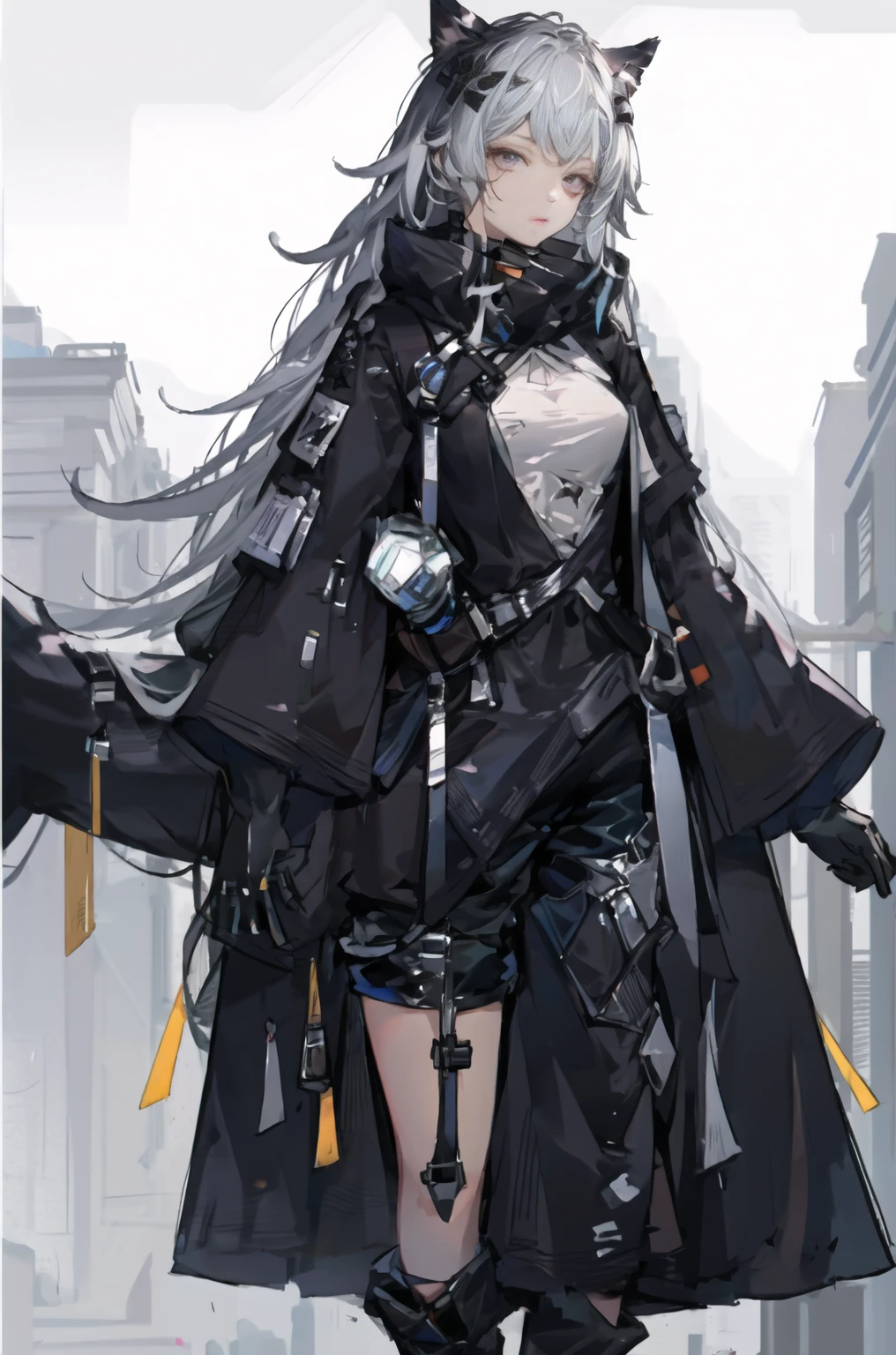 8K,high resolution,absurd,masterpiece,best quality,The original,Extremely detailed CG,Extremely detailed wallpaper,Perfect lighting,1 Girl,Vague_background,
(hutaodef:1.2),Black shorts,black h在 with h在 ,Regular Clothes,white background