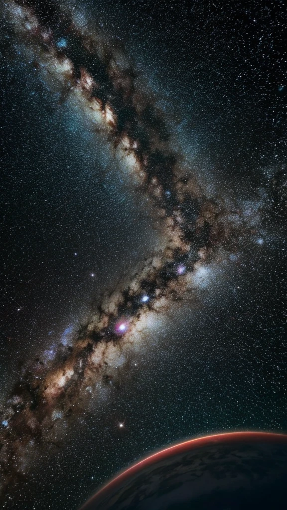 Milky way with planets in neon style