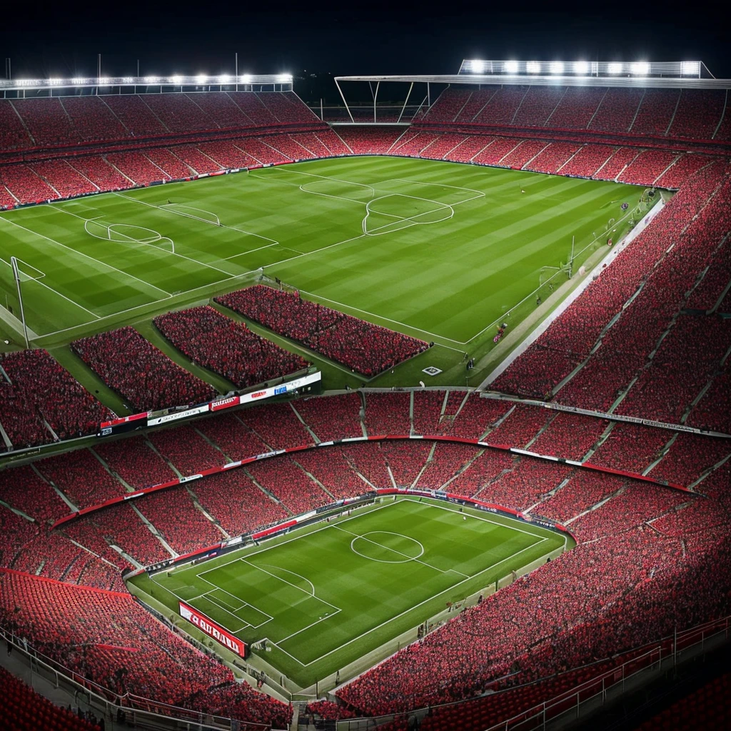 a project for a football stadium based on the Signal Iduna Park Stadium for the Rio de Janeiro club Flamengo with red and black colors