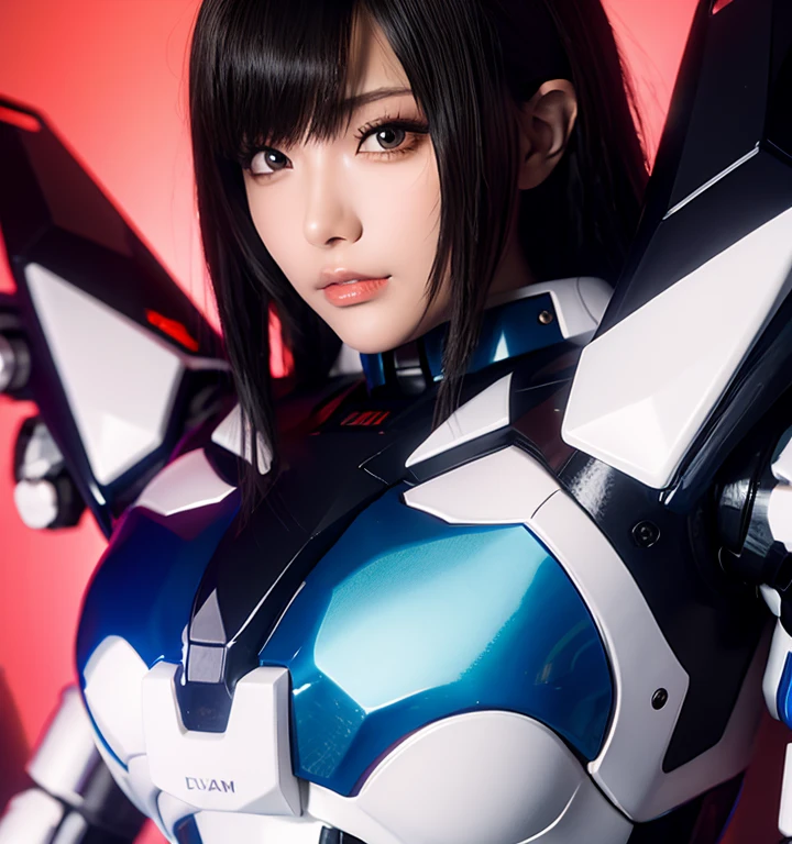 Textured skin, Super Detail, high details, High quality, Best Quality, hight resolution, 1080p, hard disk, Beautiful,(Gundam),beautiful cyborg woman,Mecha Cyborg Girl,Battle Mode,Girl with a Mecha Body,She wears a futuristic Gundam mecha,Fulll body Shot