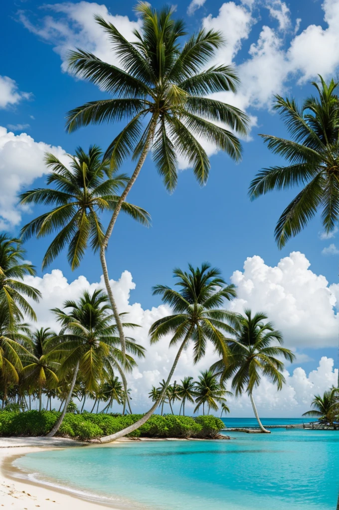 Tropical paradise with palm trees