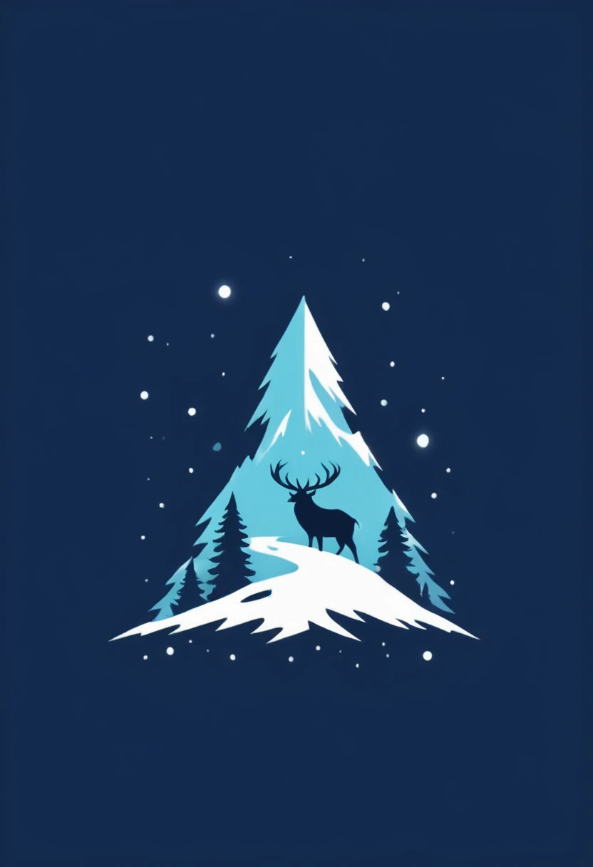 T-shirt design, Impressive winter、Spruce tree paintings, ameticulous, Environmental Art, meticulous, Silhouette Art, 2D Game Art, Background of the logo