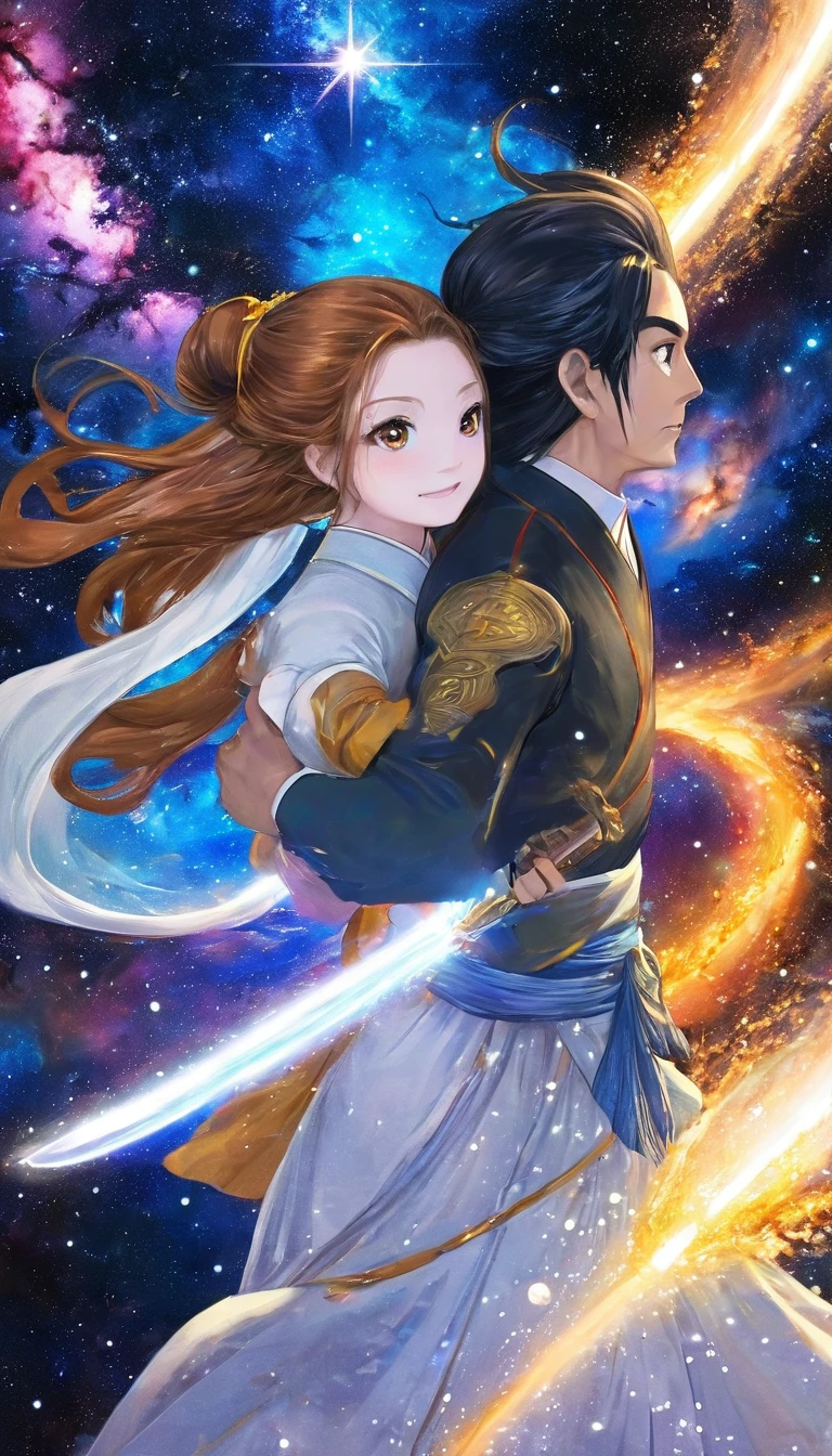 Hikoboshi and Orihime fighting across the Milky Way