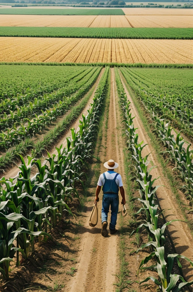 Animated image of a farmer in a corn field 