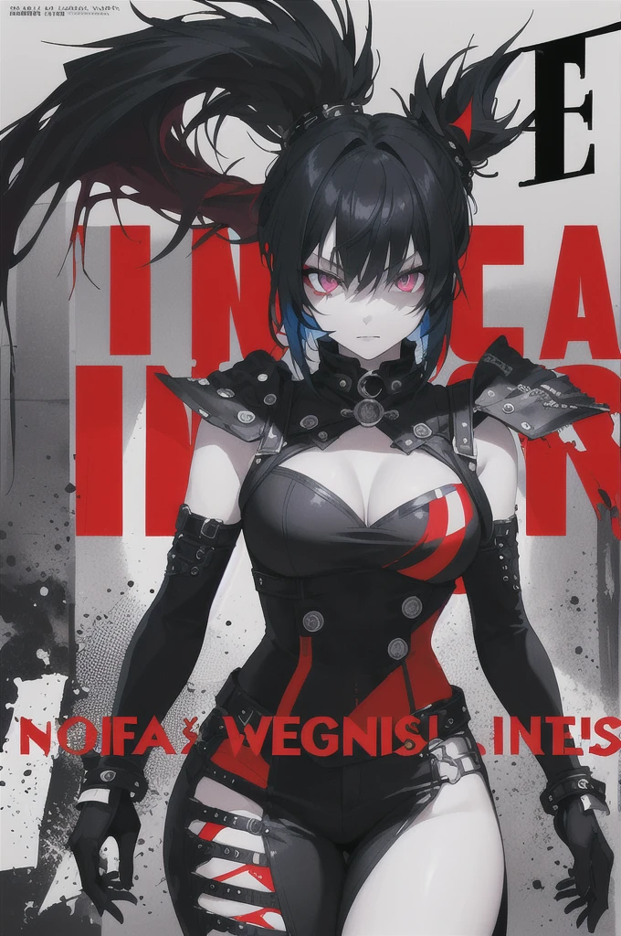 A young woman standing confidently in the center of a dramatic, gritty, intense film poster, wearing a stylish and edgy outfit with a determined expression, against a dark and gritty background with a sense of danger and intensity, the text bold and attention-grabbing with a catchy tagline, a vibrant color palette with dark tones and splashes of vibrant colors, creating a dynamic and visually striking appearance, high quality magazine cover style, fashionable, vibrant, posing, colorful, dynamic, confident, statement, majestic, coiled, scene, bold, attention-grabbing, title, stylish, catchy, headline, larger, striking, modern, trendy, fashion