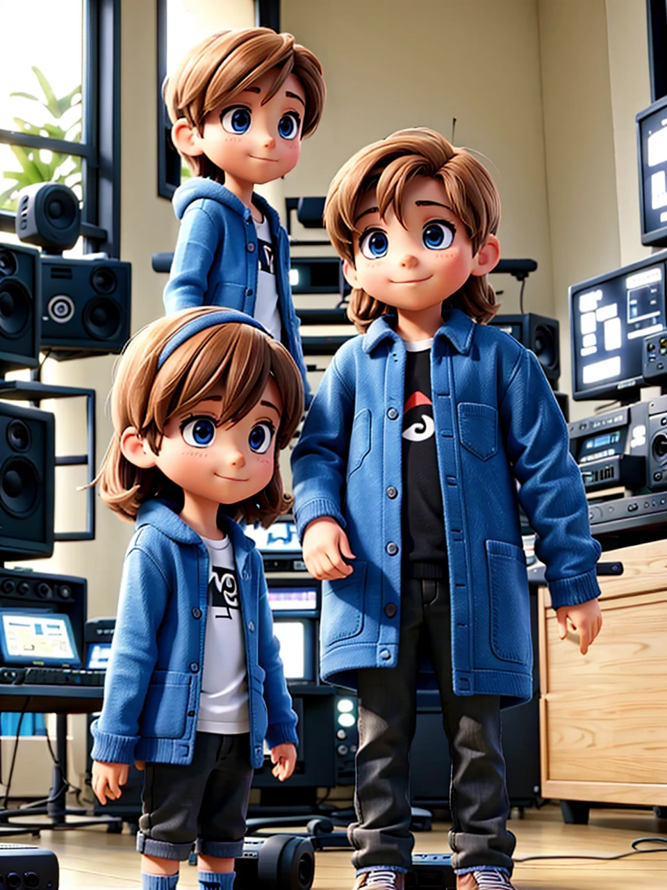 Deux kids playing electronic music