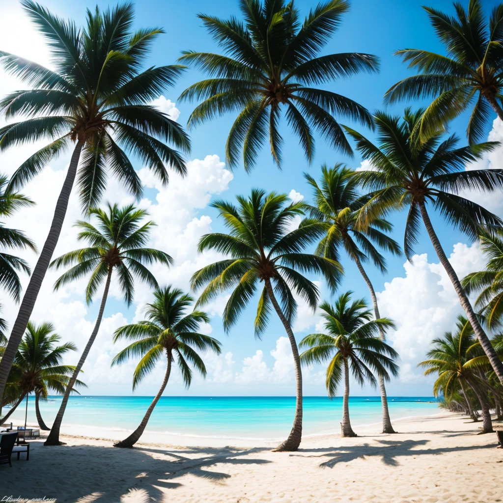 palm trees in summer on a beach in Mexico