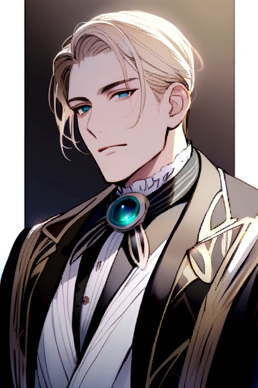 A handsome man with a short blond parted hair