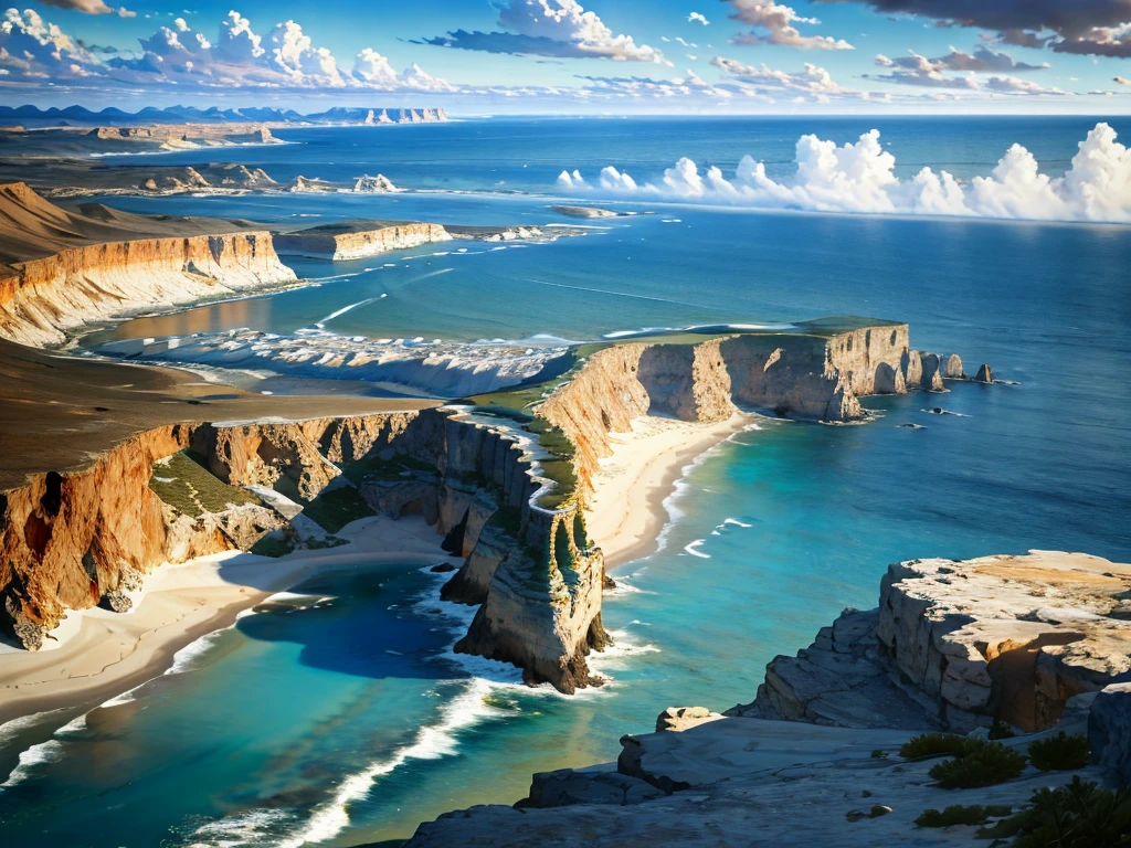 8K picture quality,Best quality,masterpiece,HD,Super rich detail,detailed,Landscapes Mountains Ocean Desert Sea Water Sea Cliff