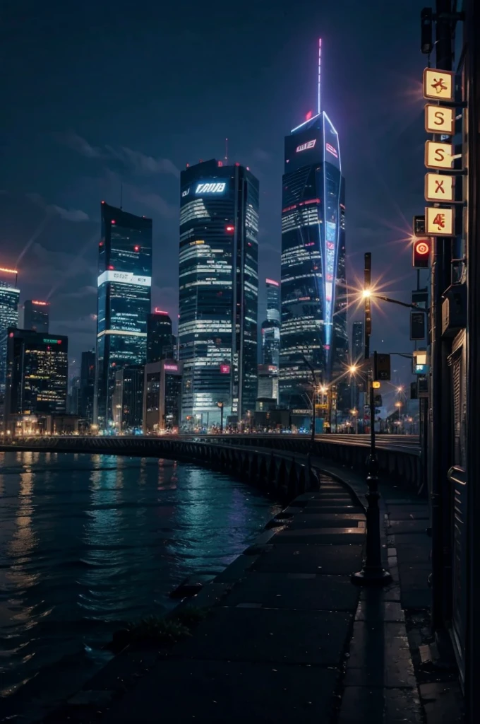 CYBERPUNK CITY WITH LED BUILDINGS AND OUTDOORS