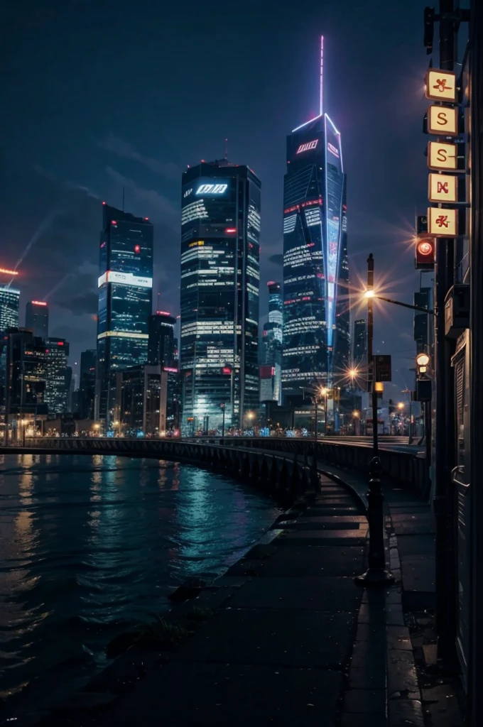 CYBERPUNK CITY WITH LED BUILDINGS AND OUTDOORS