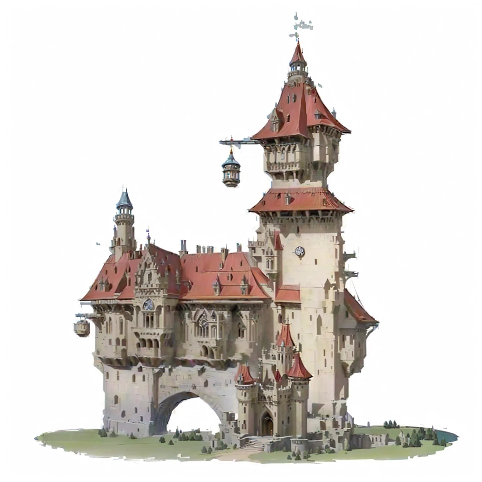 Cartoon drawing of a castle with a clock tower and gate, Fantasy Architecture, giant medieval tower concept art, Gorgeous medieval building, Wizard Tower, Medieval Concept Art, Elf Building, Wizard Tower, dwarven architecture, Fantasy Architecture, isometric view of a Wizard Tower, Huge and majestic steampunk tower, Medieval fantasy town, The Mage Tower is far away