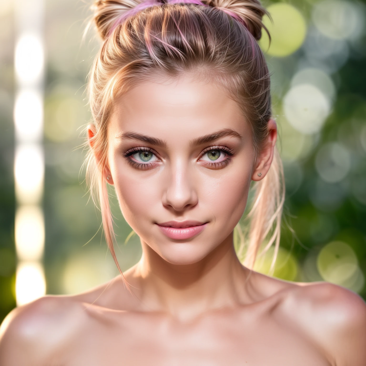 Night scene, Close up photo of a sexy naked girl, posing, Look into the camera and smile, pink ponytail hair, (green eyes:0.8), sweet young face, the 18, soft volumetric lights, (Contre-Jour:1.3), (filmic:1.3), Intricate detailing, (artstation:1.2) Specialist, Photo shoot from a bird's eye view, black or blank background, meru, the succubus. purple skin, yellow eyes, big eyes, big lips. Specialist dramatic lighting. size, detailled eyes. detailed face. eyeliner, Contour, Foundation, endowment. big eyelashes, white lipstick, looking at the camera. size Brüste, shiny skin, wet, Oily skin. Latex gloves, Latex stockings, High Heels. (merusuccubus:1)