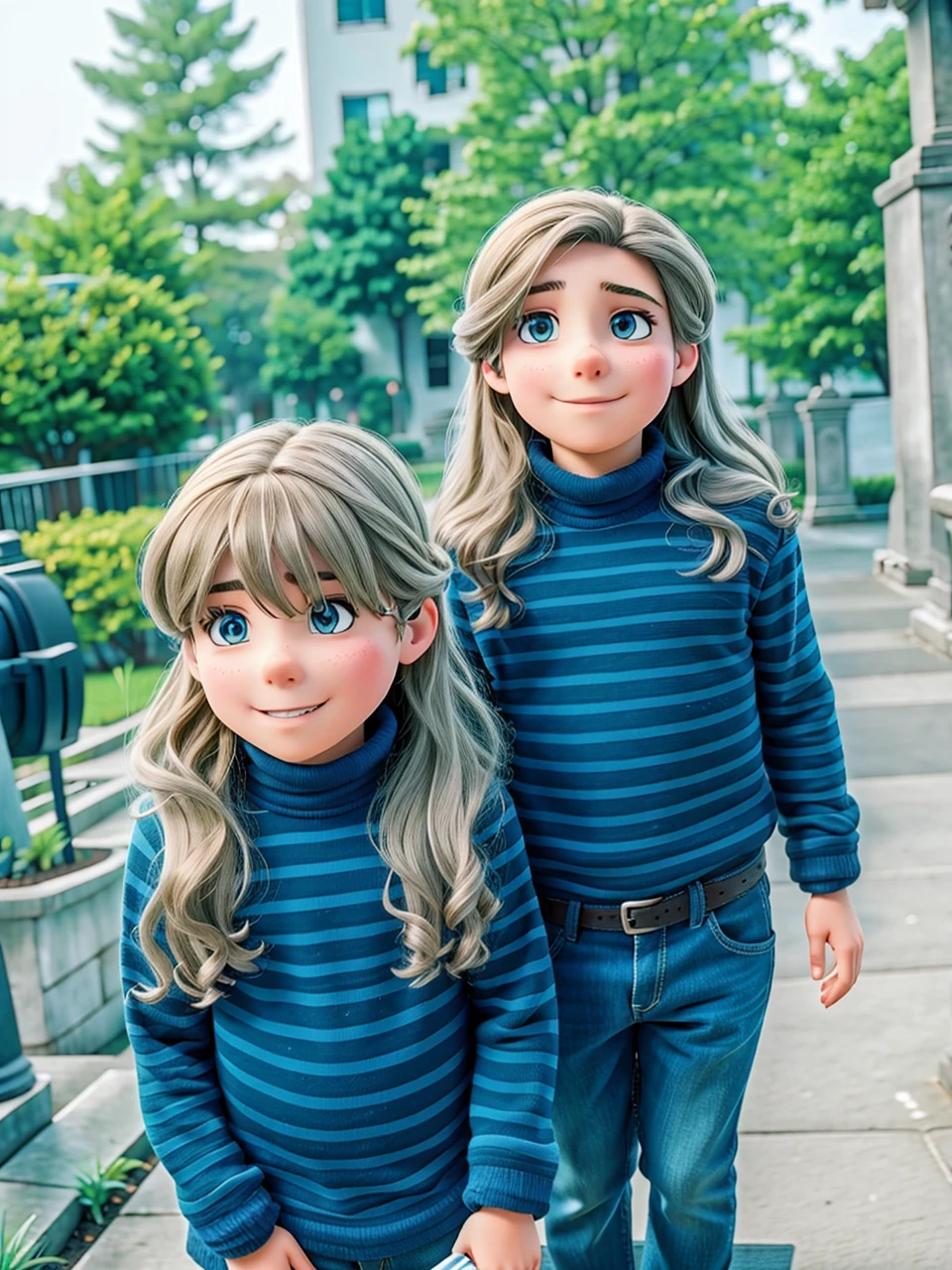 Deux boys with long hair playing electronic music