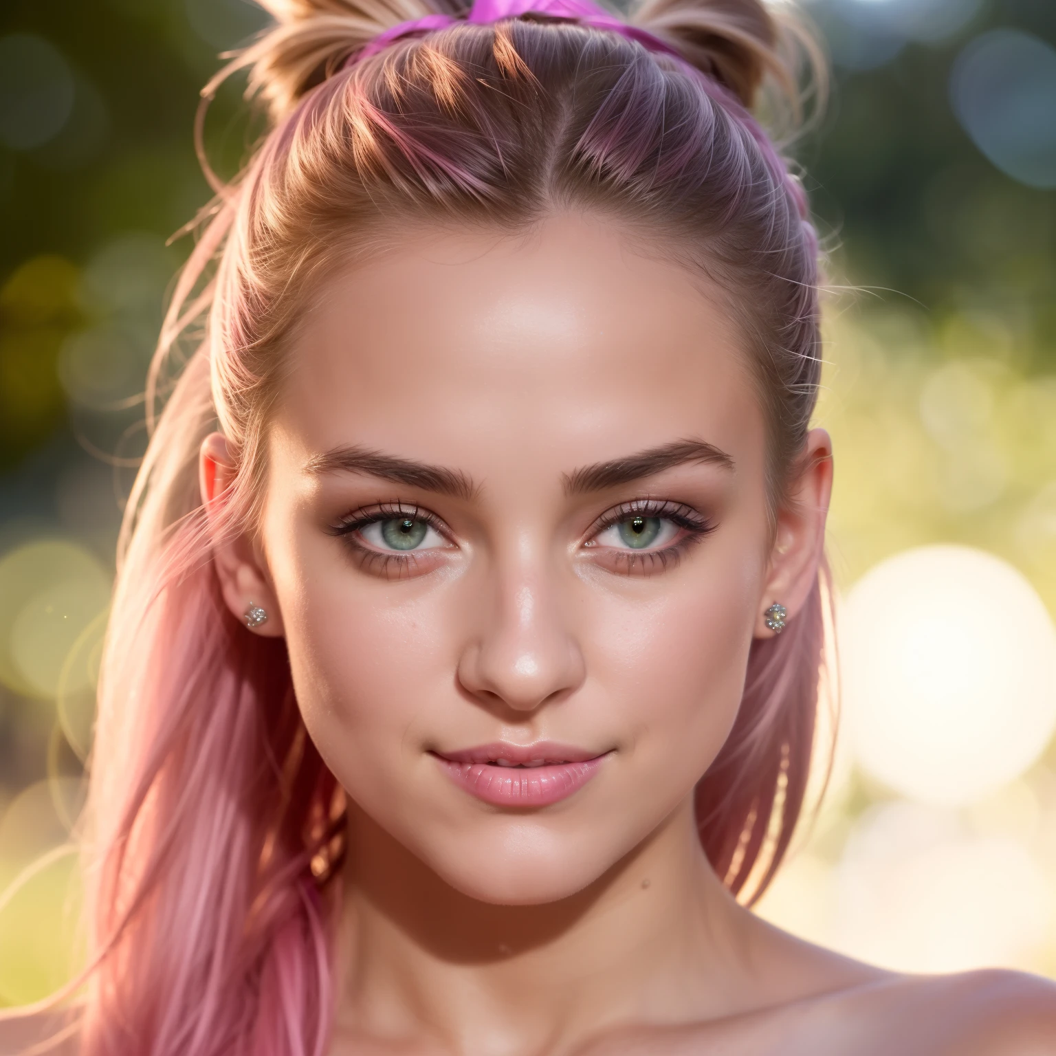 Night scene, Close up photo of a sexy naked girl, posing, Look into the camera and smile, pink ponytail hair, (green eyes:0.8), sweet young face, the 18, soft volumetric lights, (Contre-Jour:1.3), (filmic:1.3), Intricate detailing, (artstation:1.2) Specialist, Photo shoot from a bird&#39;s eye view, black or blank background, meru, the succubus. purple skin, yellow  eyes, big eyes, big lips. Specialist dramatic lighting. size, detailled eyes. detailed face. eyeliner, Contour, Foundation, endowment. big eyelashes, white lipstick, looking at the camera. size Brüste, shiny skin, wet, Oily skin. Latex gloves, Latex stockings, High Heels. (merusuccubus:1)
