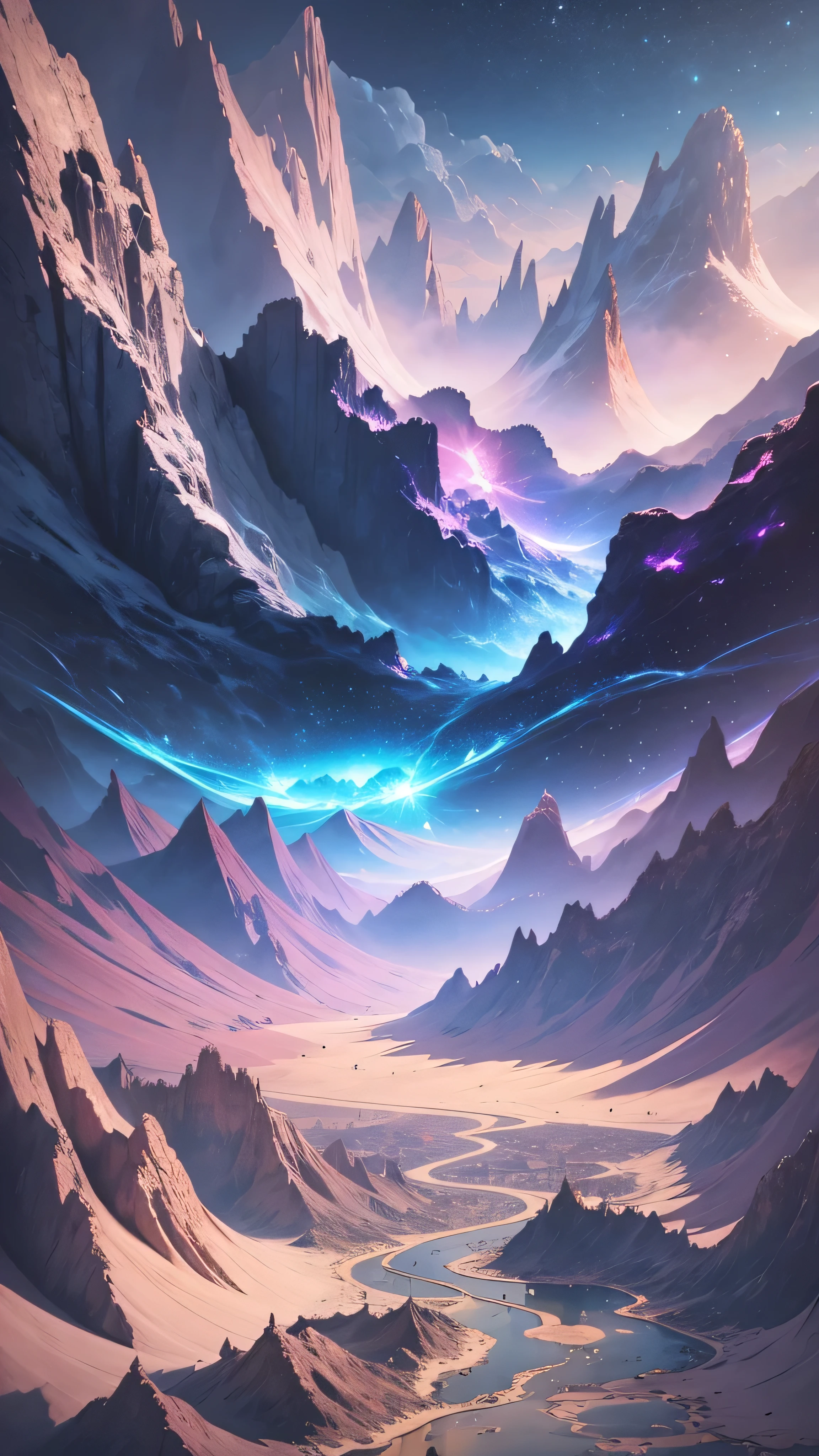 All planets blue and pink colors and bright white stars 3D art realistic dark fantasy world blue space,Wet,Super detailed, Super detailed