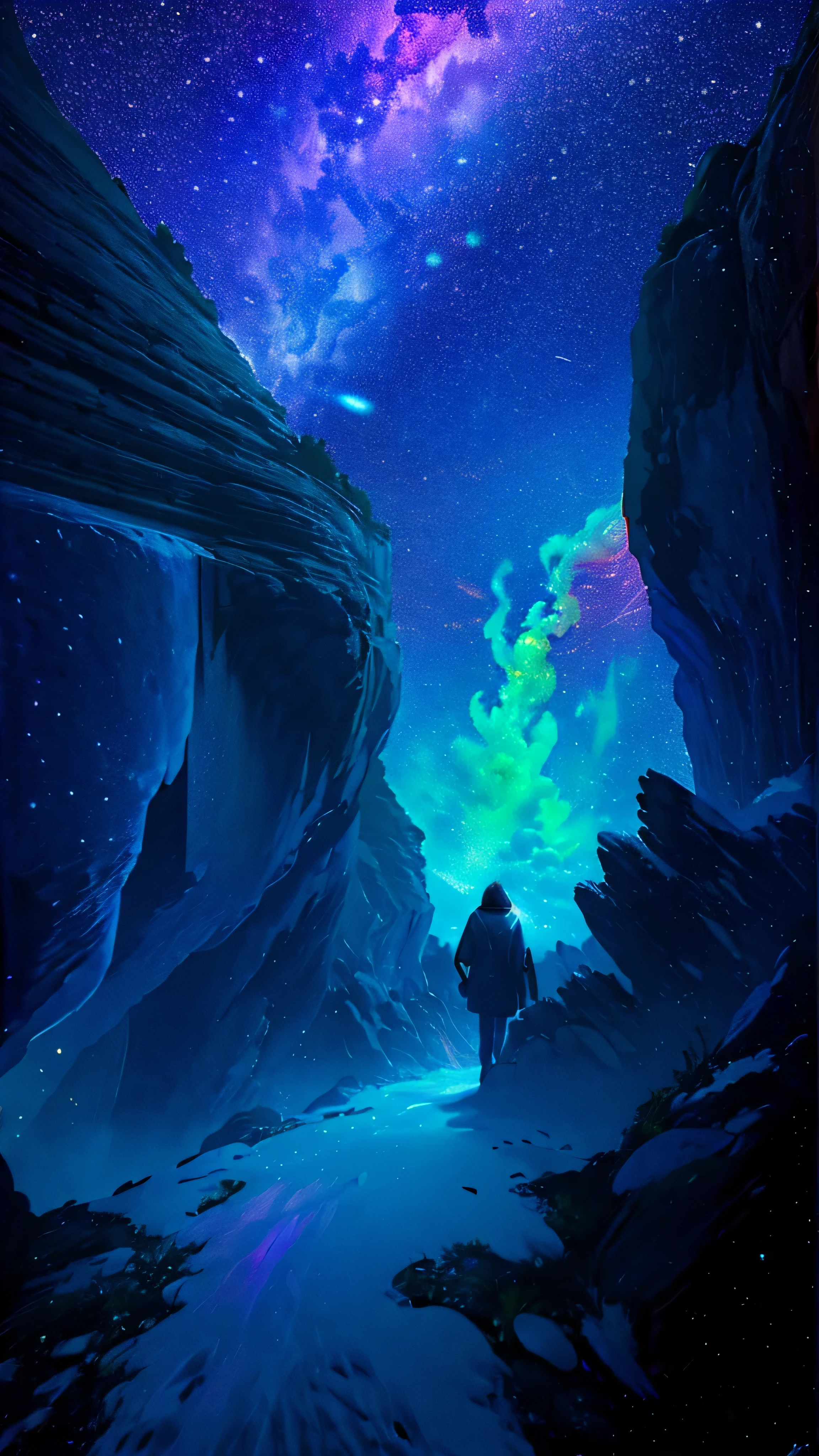 Starry Saturn among the nebulae, The tip of a cliff jutting into the sky, Yellow and white flowering tree, (Ultra-realistic), {Highly detailed 8k CG unit wallpaper}, expansive landscape photography, (A low perspective that prioritizes the characters and the setting, (Wide field view), (Low angle shot), (highlight: 1.5), (Low Light: 1.0), (Warm light source: 1.0), Intricate details, (Iridescent colors: 1.5), (Bright lighting), (Atmospheric lighting), Surreal, Magic, landscape