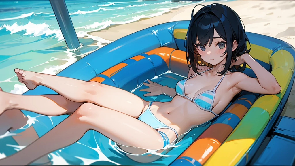 fine、tomboy、bikini、Swimwear、2 girls、Flirting、Overlapping the body