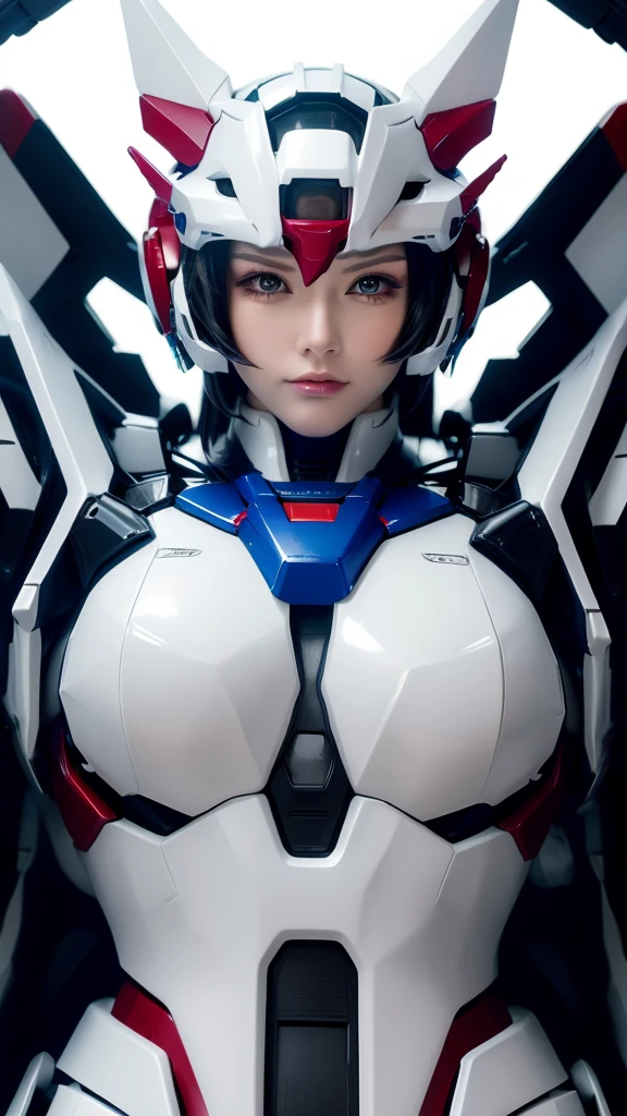 Textured skin, Super Detail, high details, High quality, Best Quality, hight resolution, 1080p, hard disk, Beautiful,(Gundam),beautiful cyborg woman,Mecha Cyborg Girl,Battle Mode,Girl with a Mecha Body,She wears a futuristic Gundam mecha,Fulll body Shot