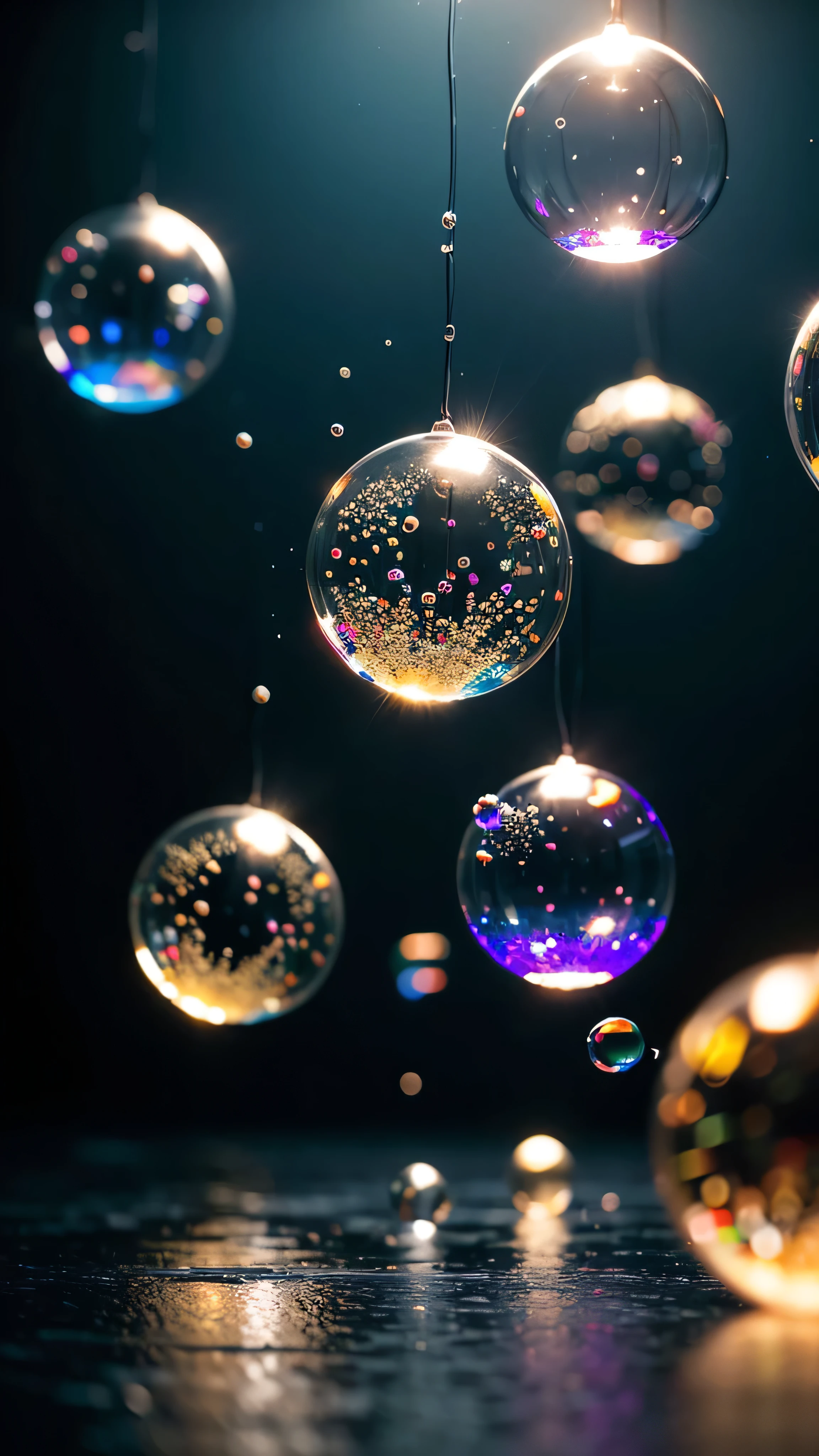 born, Highest quality, High resolution, masterpiece: 1.3), Bubbles floating on water, masterpiece, Soft and forgotten, Realistic, 1 scene, A closer look, Shining Surface, Translucent foam, Dynamic Movement, Enchanting, quiet, peaceful, calm, Gentle Dance, The joy of nature, calm down, appease, refresh, 3D Octane Rendering, Ray Tracing, Super Detail Viewer, close, Particle Effects, Volumetric lighting, Shadow play, Ambient Lighting.
Transparent bubbles floating on water, Their soft and forgotten shapes are captivating