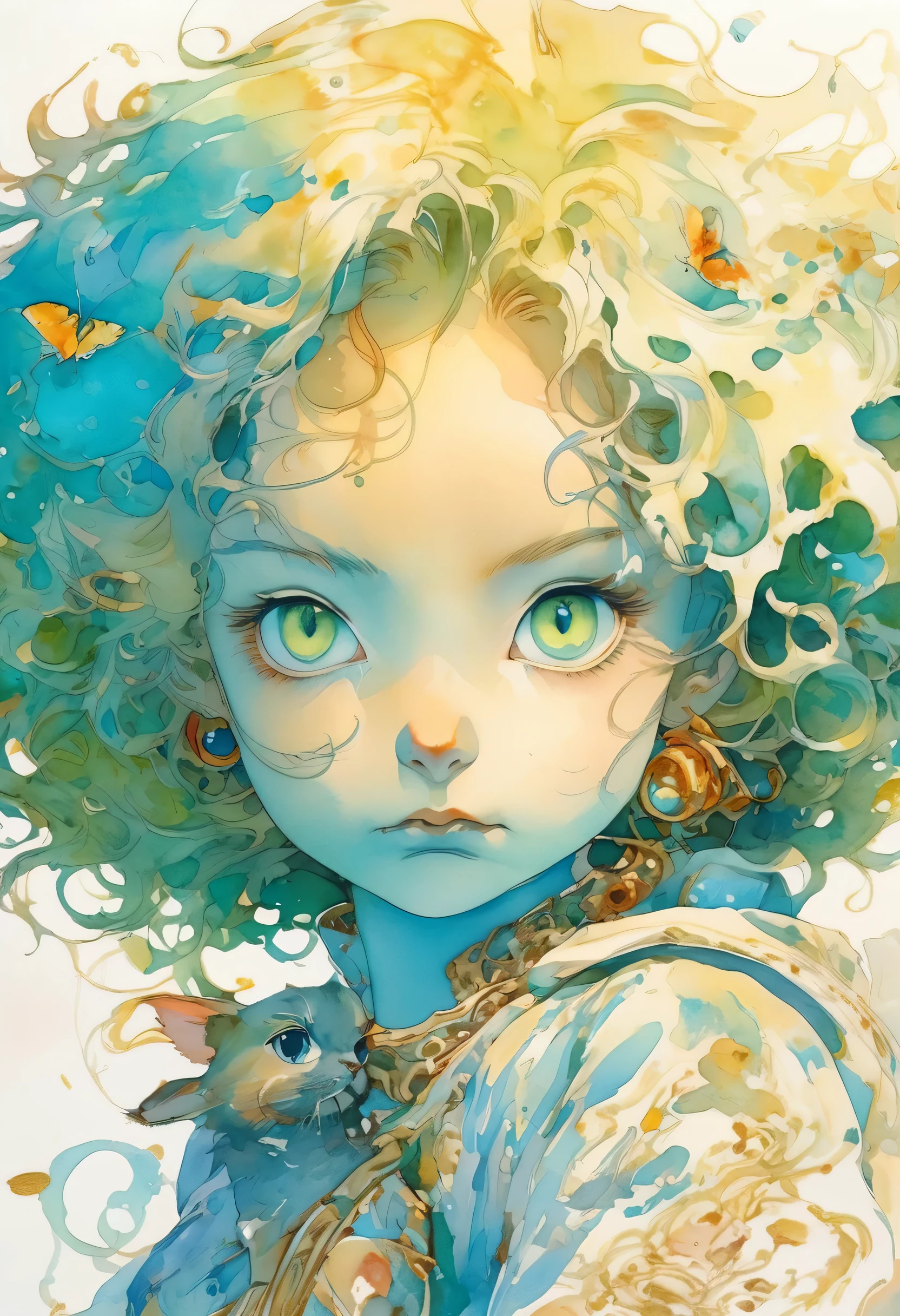 artwork by Katsuya Terada
8K, HD, intricate detailed masterpiece, (summer vaation:1.4), cute cat and , transparent, glowing blue eyes, blue cat and palegreen eye ball, medium shot, blue hair, organic shapes, hard edges, anatomecly correct body, hyper realistic, cat elegant,cinematic lighting, highly detailed, intense colors, octane rendered cat, surreal mood, award winning picture, glowing rich colors, iridiscent accents, dramatic shadows,dynamic and atmospheric lighting, anamorphic lens, sharp focus,
intricate high detail masterpiece by Katsuya Terada, in the STYLE of Katsuya Terada, pop surrealism, watercolor