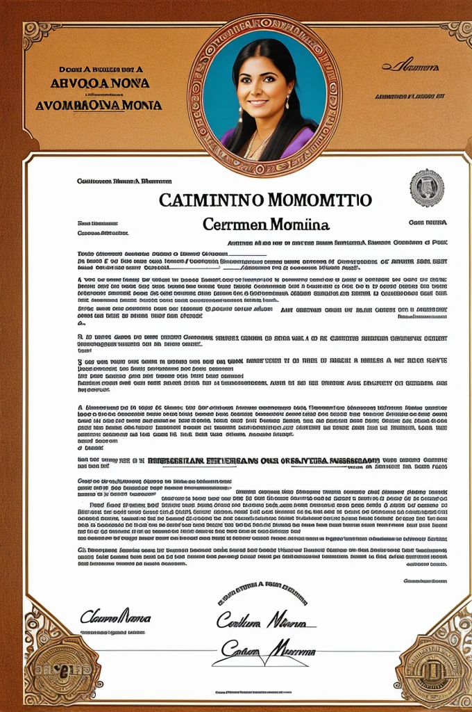 Generates a diploma of recognition dedicated to Carmen Patricia Montano Novoa, only the diploma without font people