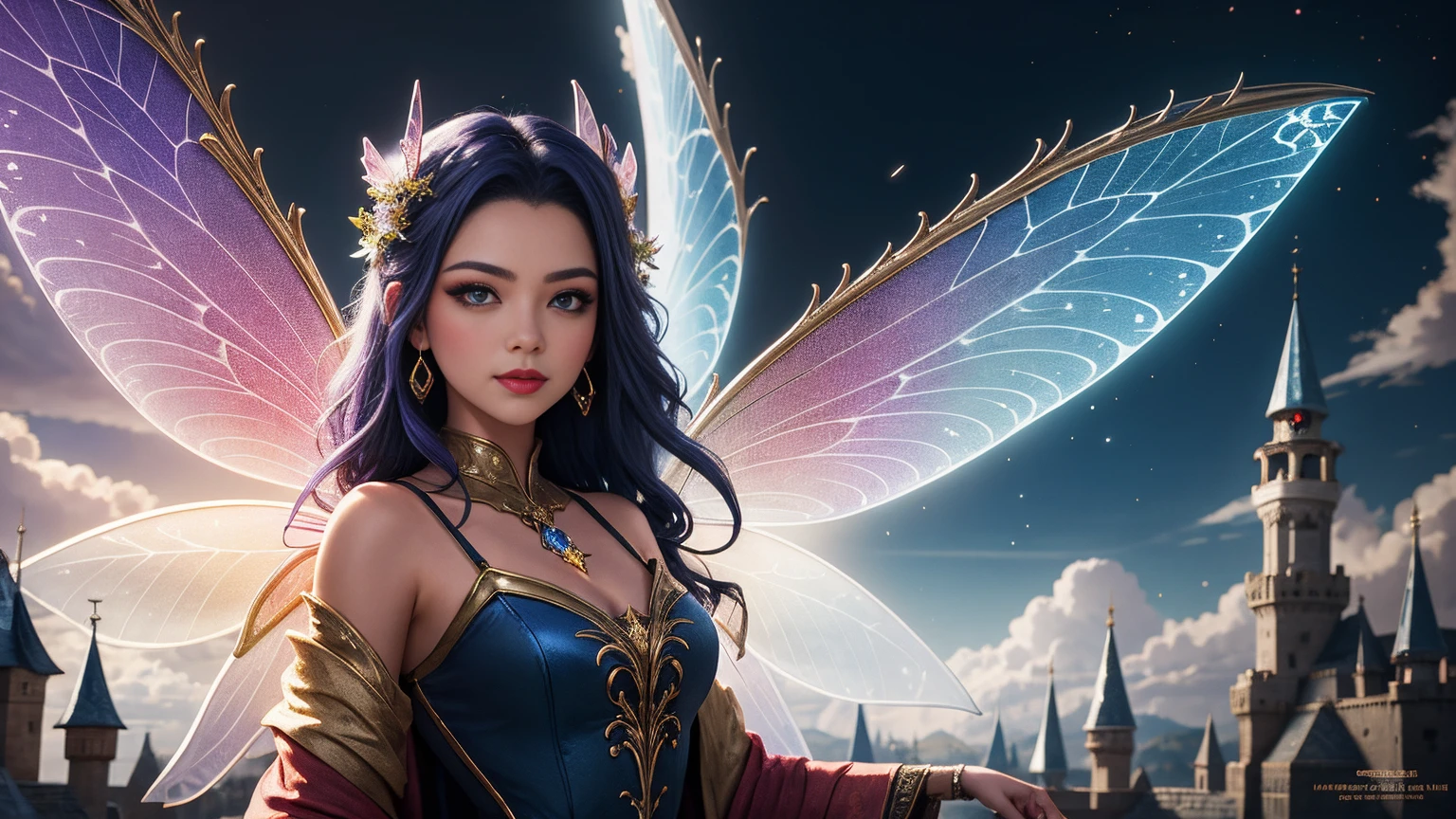 (Best Quality, 8K, Masterpiece: 1.2), Very Detailed Face, Beautiful Detailed Eyes, Beautiful Detailed Lips, Ultra Detailed Big Breasts, Extremely Profiled Breasts, Extreme Detail Description, Vivid and Intense Colors, Vibrant Colors, Bright Magic Aura, Ethereal Lighting, Arafed Woman in a Dress, Fairy Queen, Fantasy Art Style, Cute Fairy, Beautiful Fantasy Art, Amazing Fantasy Art, Fairy, Cute and Sexy Fairy Queen, HD Fantasy Art