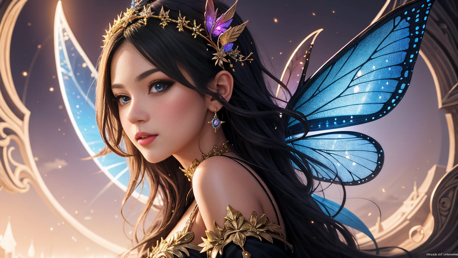(Best Quality, 8K, Masterpiece: 1.2), Very Detailed Face, Beautiful Detailed Eyes, Beautiful Detailed Lips, Ultra Detailed Big Breasts, Extremely Profiled Breasts, Extreme Detail Description, Vivid and Intense Colors, Vibrant Colors, Bright Magic Aura, Ethereal Lighting, Arafed Woman in a Dress, Fairy Queen, Fantasy Art Style, Cute Fairy, Beautiful Fantasy Art, Amazing Fantasy Art, Fairy, Cute and Sexy Fairy Queen, HD Fantasy Art