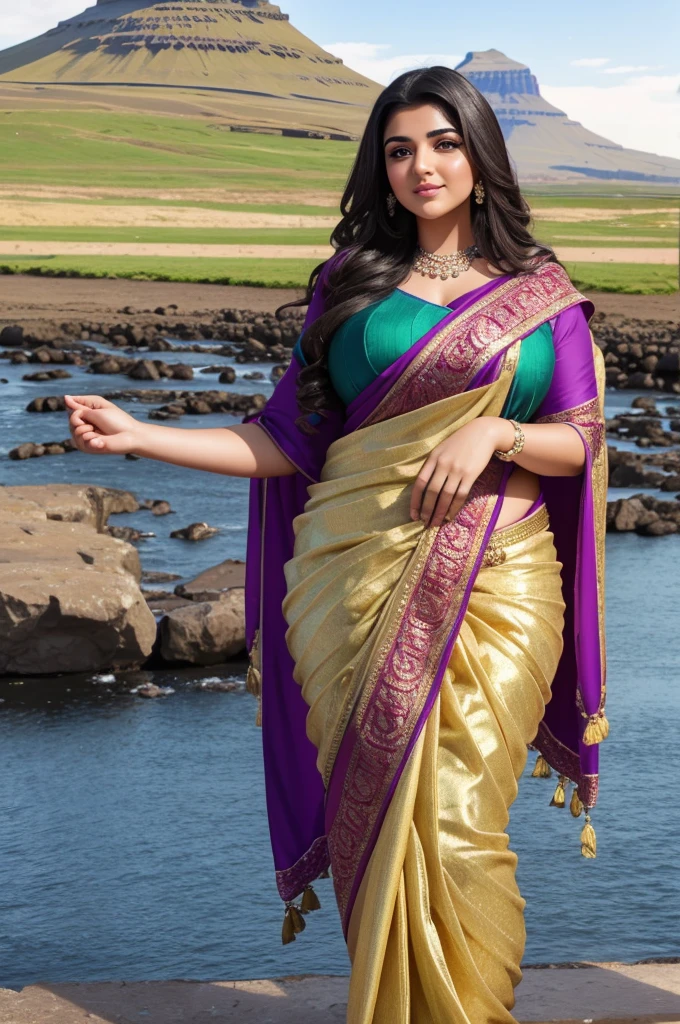 1 Heavenly beautiful and goddess beauty cute and sweet looking face Arabian woman in front of Kirkjufell hill, Heavenly beautiful Overweight, Heavenly beautiful Extremely fat, Heavenly beautiful and attractive Chubby figure , Heavenly beautiful looking and eye catching luxury style saree , reaching out, Heavenly beautiful Arabian woman, 16k, High resolution, masterpiece, highest quality, fine skin, close up figure view, Realistic Photograph