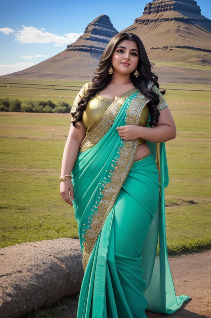 1 Heavenly beautiful and goddess beauty cute and sweet looking face Arabian woman in front of Kirkjufell hill, Heavenly beautiful Overweight, Heavenly beautiful Extremely fat, Heavenly beautiful and attractive Chubby figure , Heavenly beautiful looking and eye catching luxury style saree , reaching out, Heavenly beautiful Arabian woman, 16k, High resolution, masterpiece, highest quality, fine skin, close up figure view, Realistic Photograph