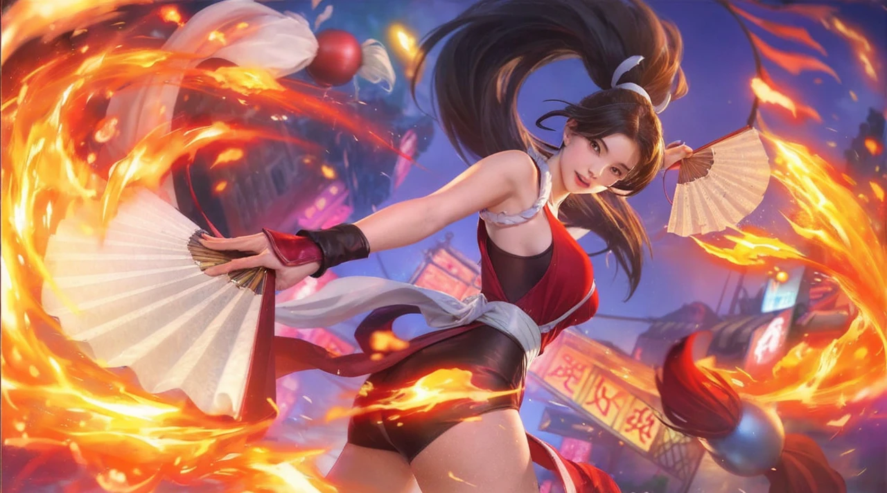 1girl, a detailed ancient chinese landscape with a hot spring, heavy snow, fireflies, paper kites, moonlit midnight, a shrine on top of a mountain, beautiful flowers, realistic lighting, masterpiece, high quality, beautiful graphics, high details
