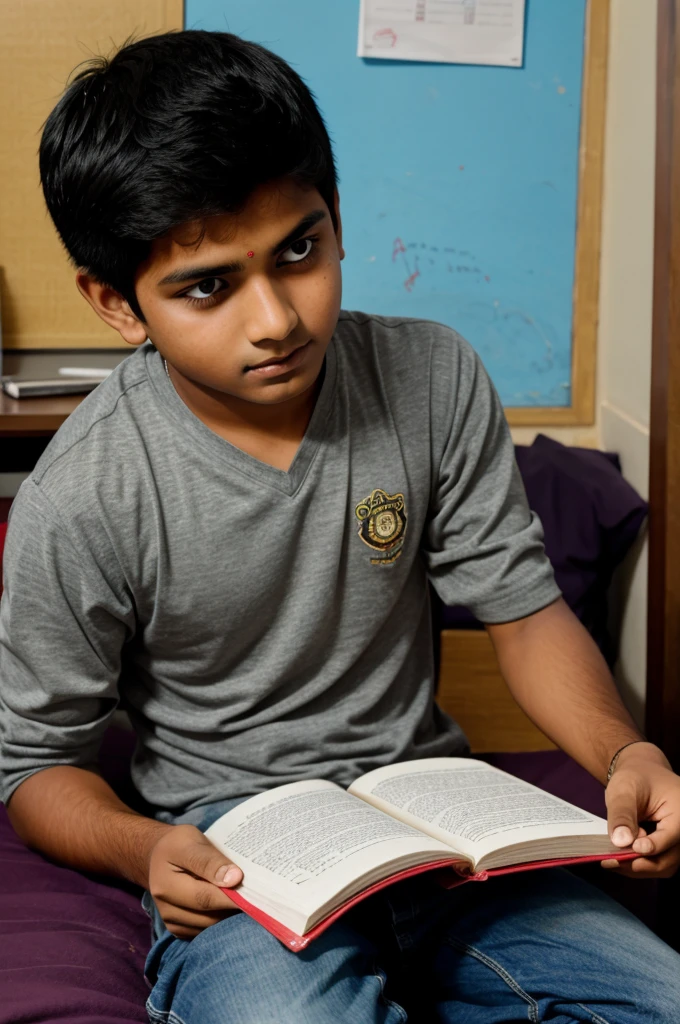 Deepration indian boy student studying in Room