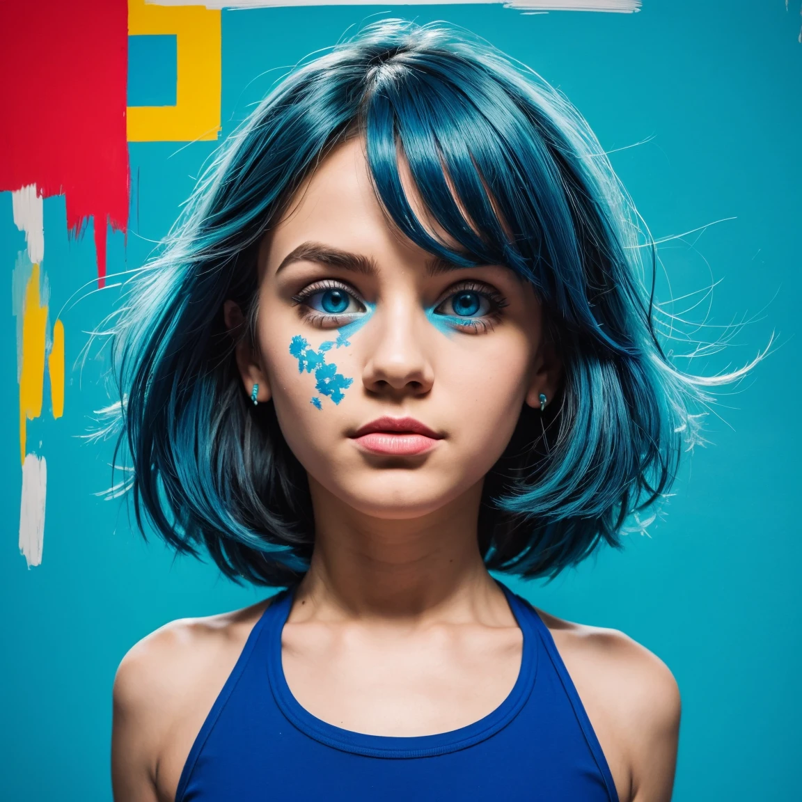 (expressionism artist:1.3), versatile blue and cyan and light dodger blue art design, ideal for stickers, t-shirts, posters, thick wide brush strokes