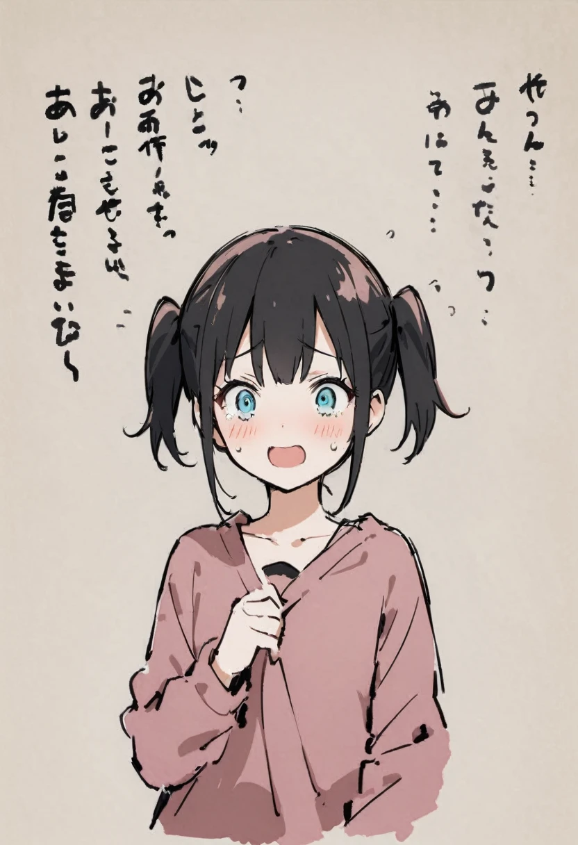 Zashiki-warashi、upper body shot、scared、Laugh eerily、That's horrible、Japanese style、Haunted House、darkness、Late Night、kimono、Bob、Girl、Girl、Younger、Baby Face、flat chest、Black Long Hair、Dynamic Angle、Eyes open、Flower Hair Ornaments